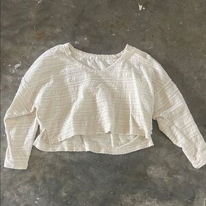 We The Free Cream Textured Cropped Pullover